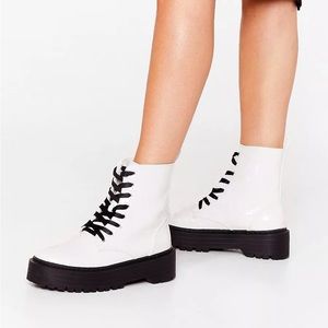 White combat boots